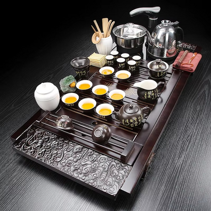 Luxury Wooden Heated Tea Serving Set