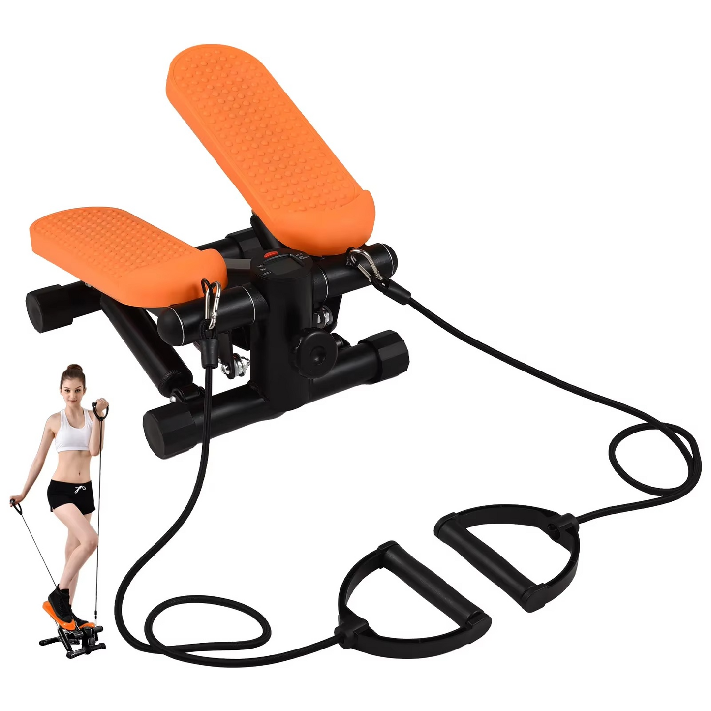 Compact Fitness Stepper with Bands and Digital Screen - Hehif