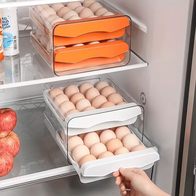 Compact 2 Tier Fridge Egg Holder Container