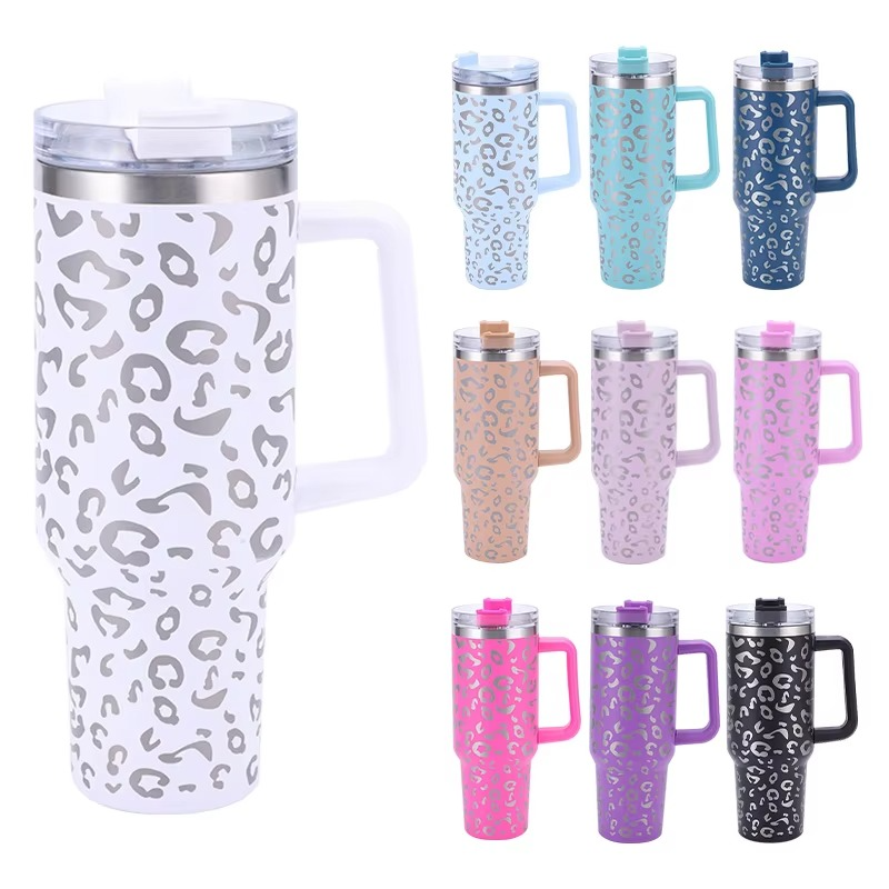 Colorful Patterned Stainless Steel Tumbler 40oz with Lid