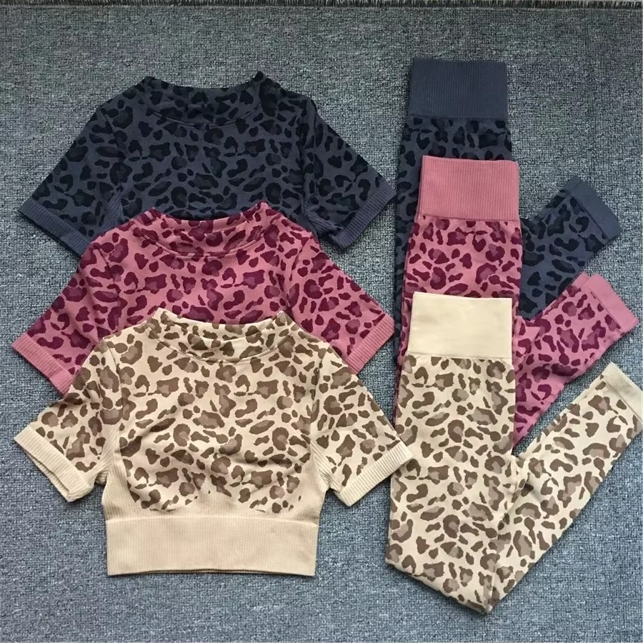 Women's Animal Print Workout Outfit Set