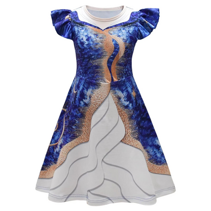 Spooky Girls Witch Dress with Detachable Sleeves and 3D Skirt
