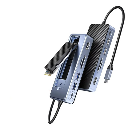 Compact USB-C Laptop Dock with Built-in Storage Hub