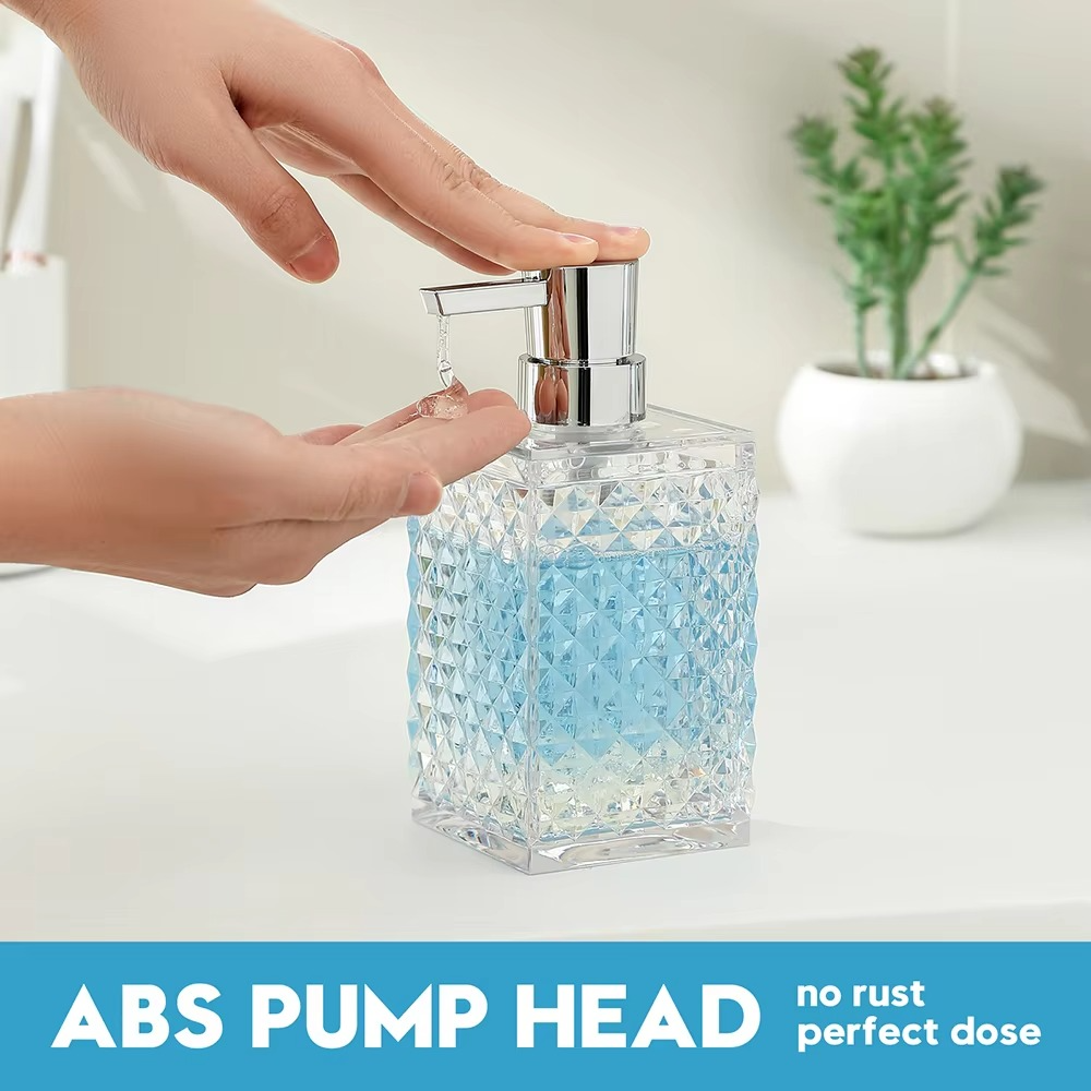 Crystal Clear Bathroom Soap Dispenser 10oz Silver Pump