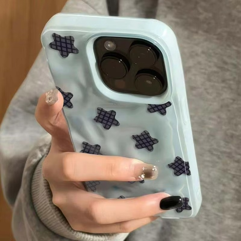 Fun Black Plaid Star Design Soft iPhone Cover