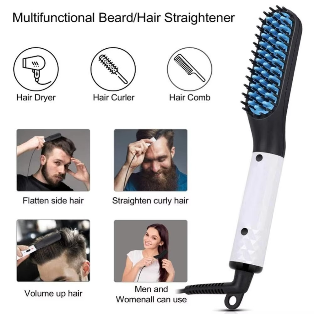 Compact Ceramic Beard Straightener Brush