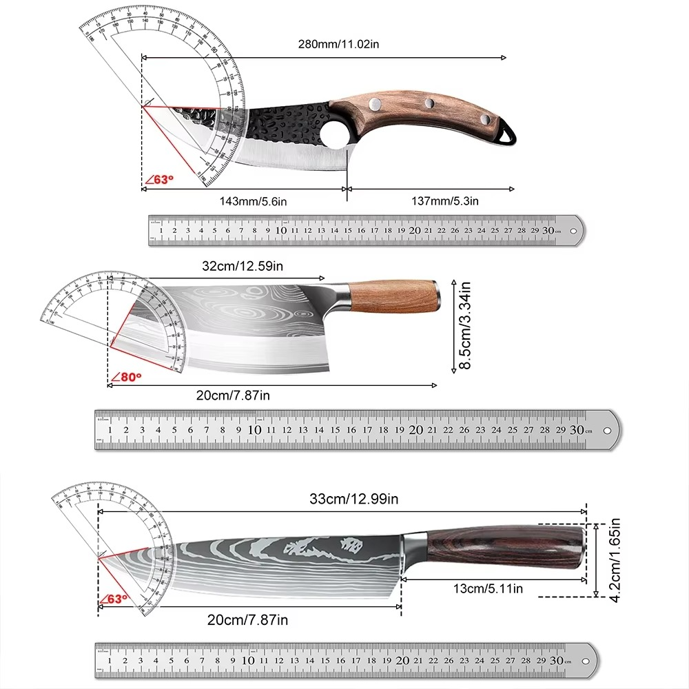 Premium 8 Damascus Steel Chef Knife and Boning Knife Set