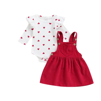 Adorable Heart Pattern Baby Skirt and Romper Set