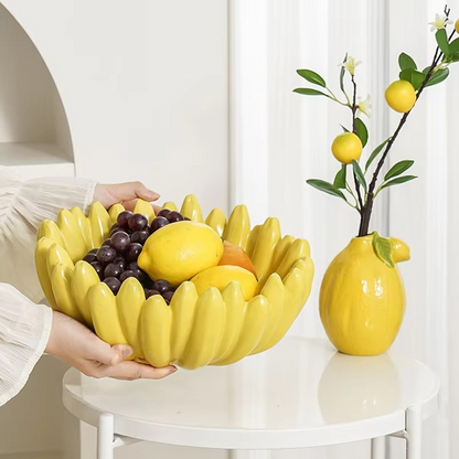 Fun Yellow Ceramic Fruit Bowl Server