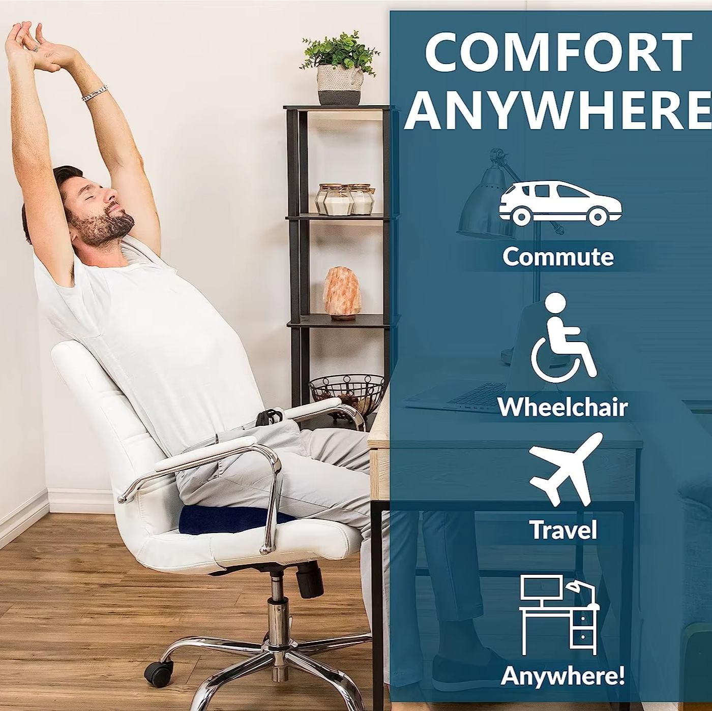 Comfortable Memory Foam Cushion with Grip Bottom