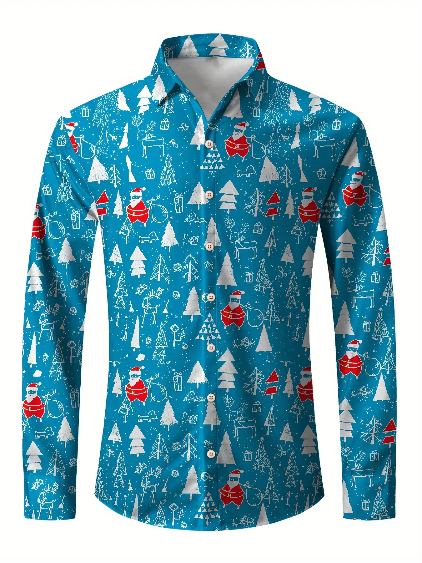 Mens Festive Santa Reindeer Dress Shirt