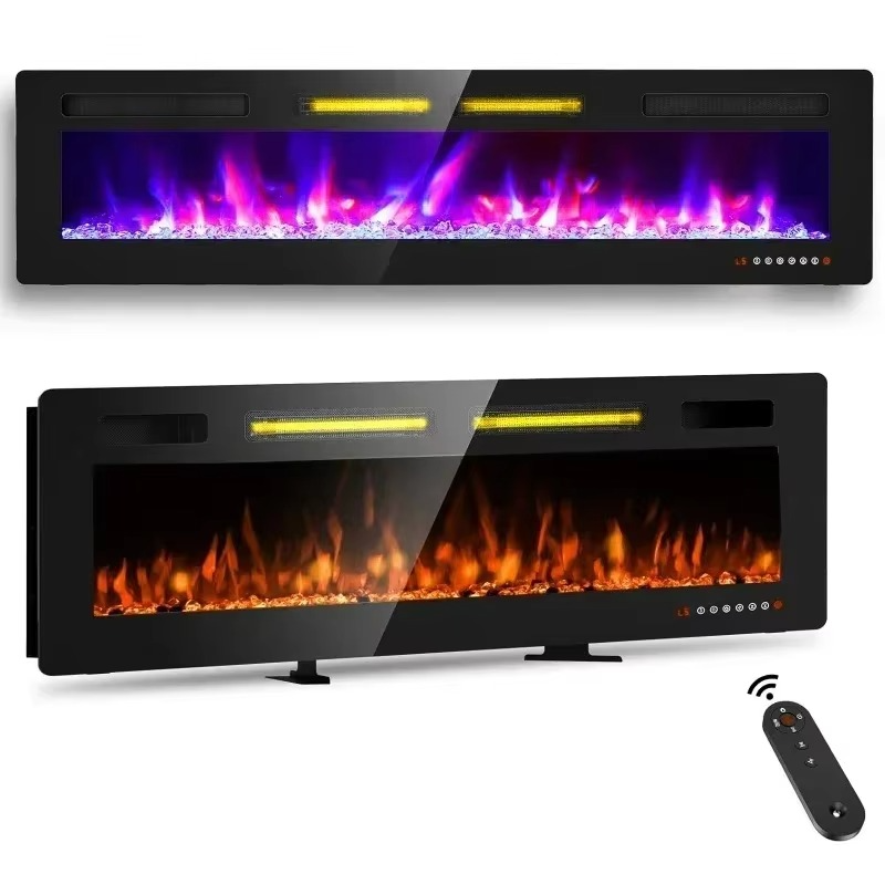 Contemporary LED Fireplace with Color Changing Flames and Remote