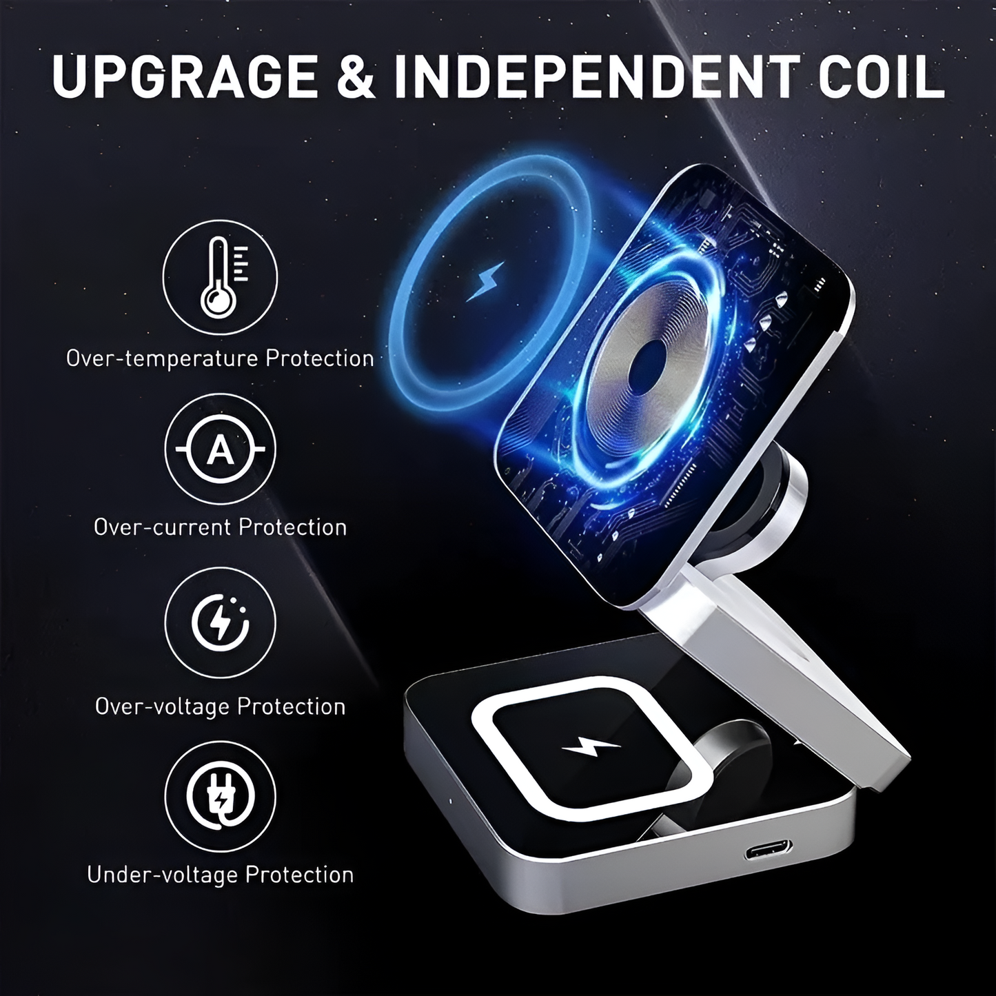 Compact 3-in-1 Wireless Charging Pad for Phone & Earbuds