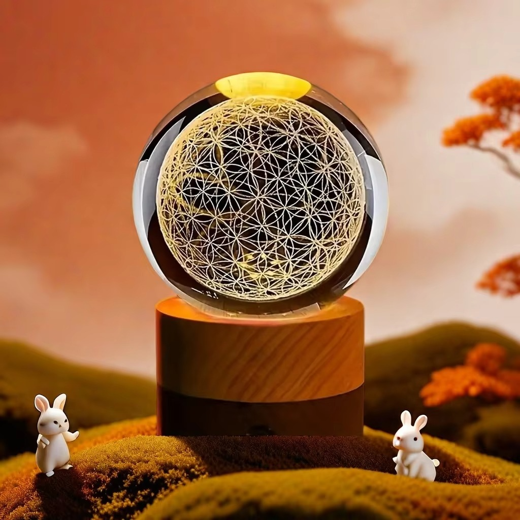 Colorful Crystal Globe with LED Night Light Base