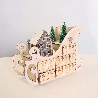 Durable Wooden Holiday Countdown Calendar Tree - Hehif