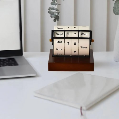 Classic Wooden Flip Calendar Desk Organizer