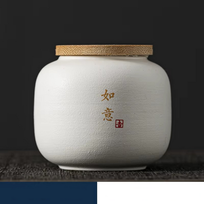 Decorative Tea Storage Jar with Chinese Calligraphy
