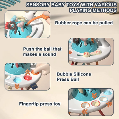 Interactive Baby Toy with Pull String and Teether