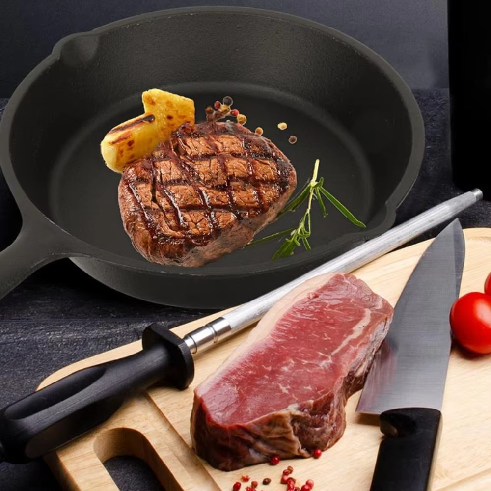 Compact Iron Skillet for Cooking Eggs and Meat