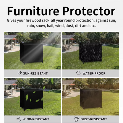 Durable Patio Firewood Cover 4FT Heavy Duty Waterproof Storage