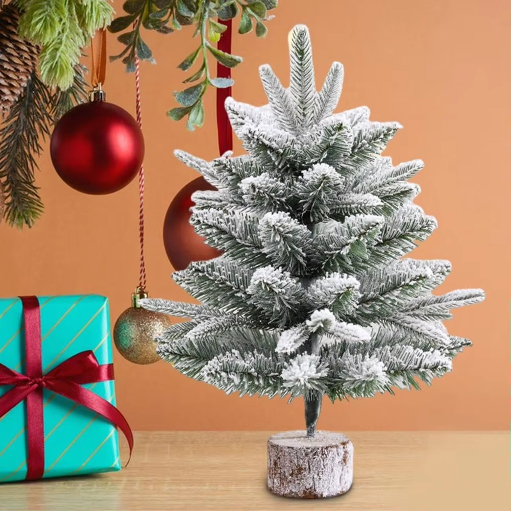 Small Authentic Tabletop Pine Christmas Tree with Wood Stand