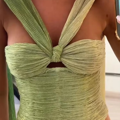 Colorful Pleated 2 Piece Skirt Outfit for Women