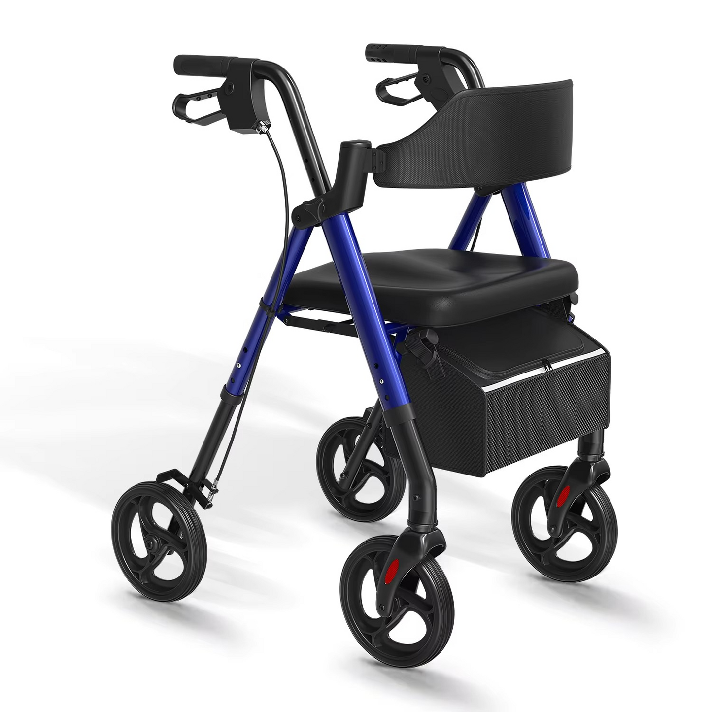 Compact Folding Walker with Seat and Large Wheels