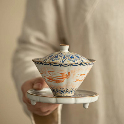 Delicate Chinese Ceramic Tea Set with Lid