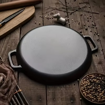Non-Stick Cast Iron Frying Pan for Cooking Pizza and BBQ