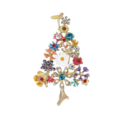 Sparkly Holiday Tree Pin Brooch for Men and Women