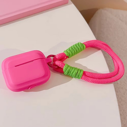 Colorful Silicone Earbuds Pouch with Neck Strap