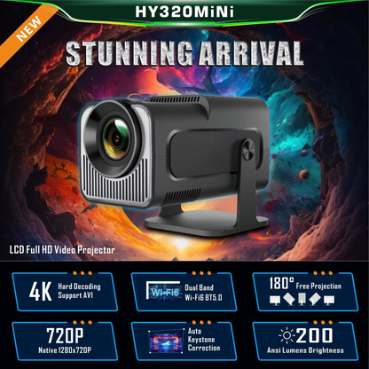 Portable 4K Wireless Home Theater Projector with WiFi Bluetooth