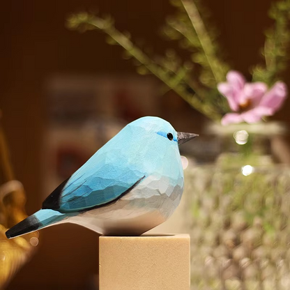 Rustic Wooden Bird Figurine Decor