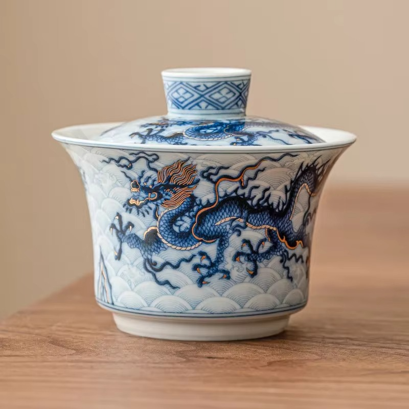 Traditional Chinese Dragon Porcelain Tea Infuser Set