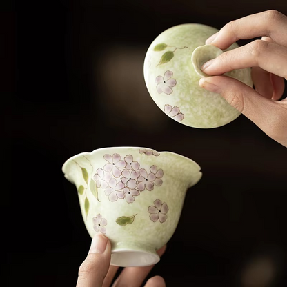 Decorative Floral Ceramic Tea Infuser with Lid