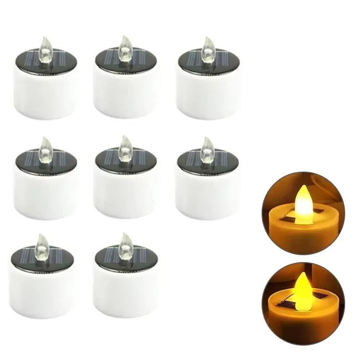 Outdoor Solar LED Candle Lights, Waterproof Rechargeable Decor