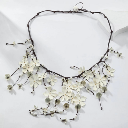 Beautiful Long Beaded Floral Pendant Necklace for Women