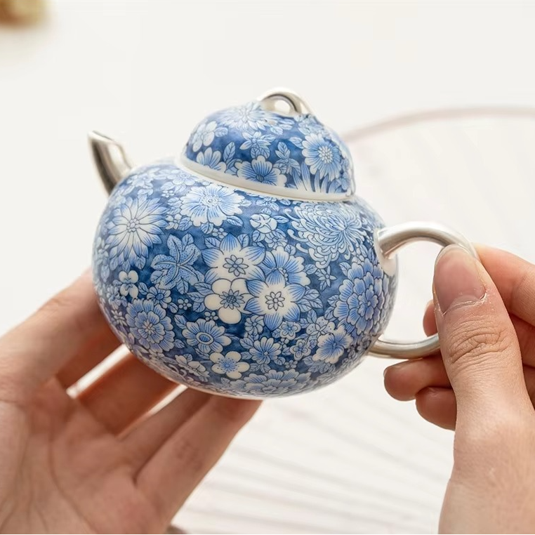 Classic White and Blue China Tea Pot Set