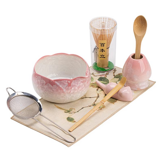 Luxury Matcha Whisk Set with Sparkling Floral Pattern - Hehif