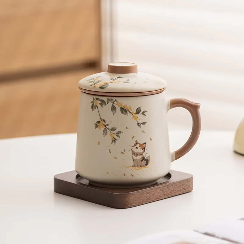 Traditional Asian Tea Infuser Coffee Mug, 13.5oz