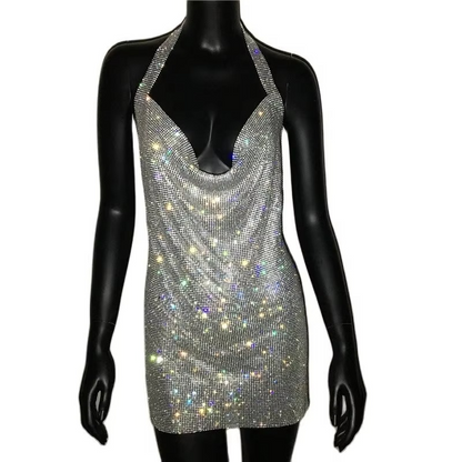 Glittering Sequin Backless Mini Party Dress for Women