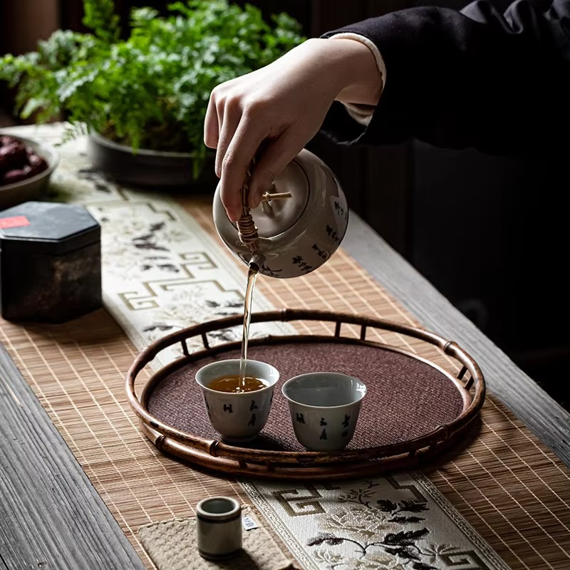 Natural Floral Bamboo Table Runner