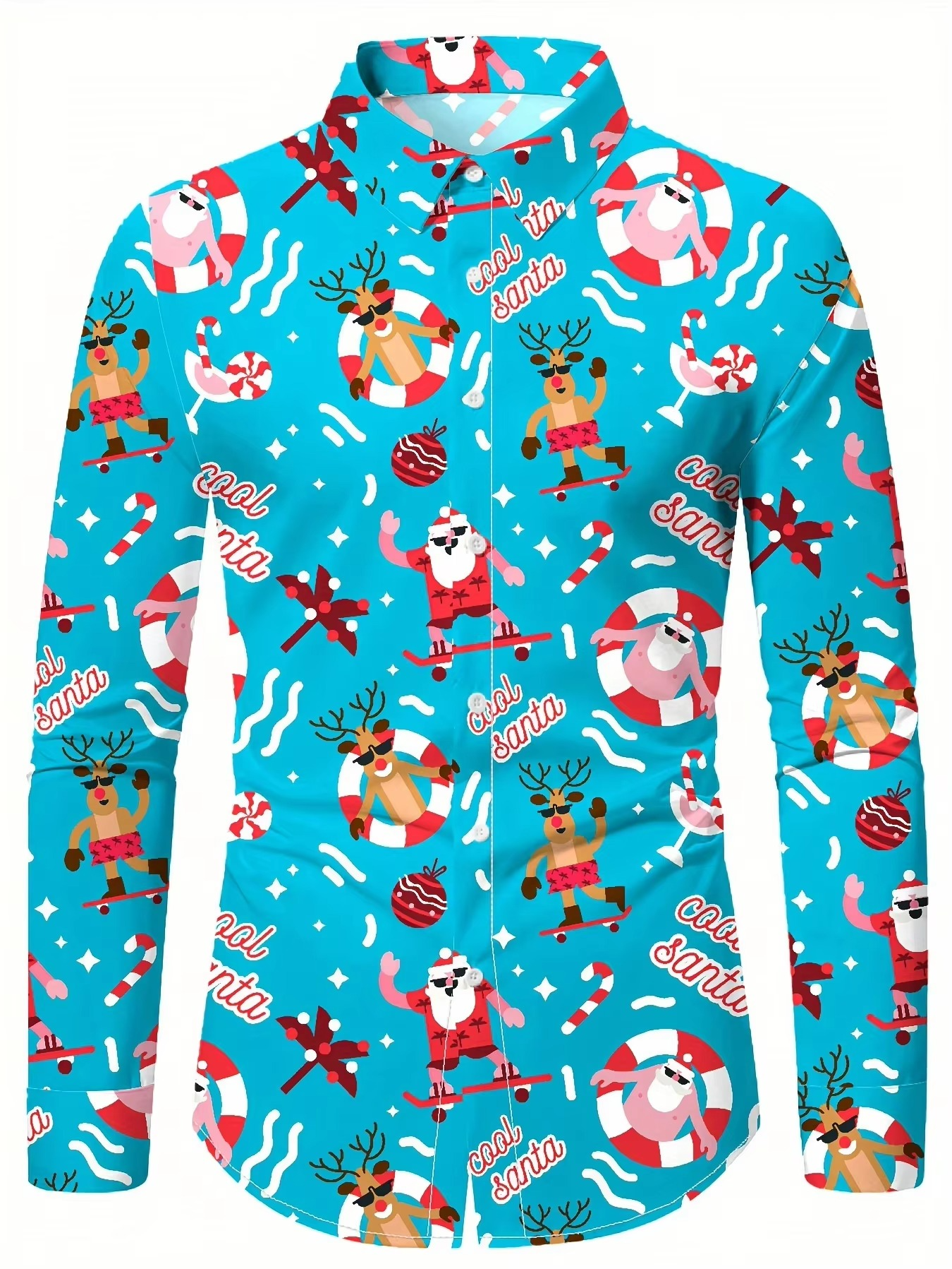 Mens Festive Santa Reindeer Dress Shirt