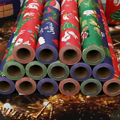 Colorful Holiday Gift Wrap Paper Roll, 16.4ft x 19.7in