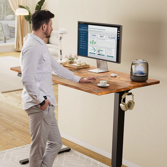 Space Saving Motorized Stand Up Desk 63x24 - Hehif