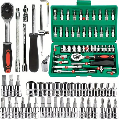 Complete Auto Tool Kit with Sockets and Wrench Set