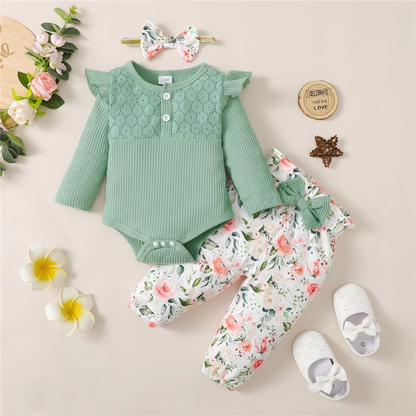 Cute Baby Girls 3pc Spring Outfit Set - Hehif