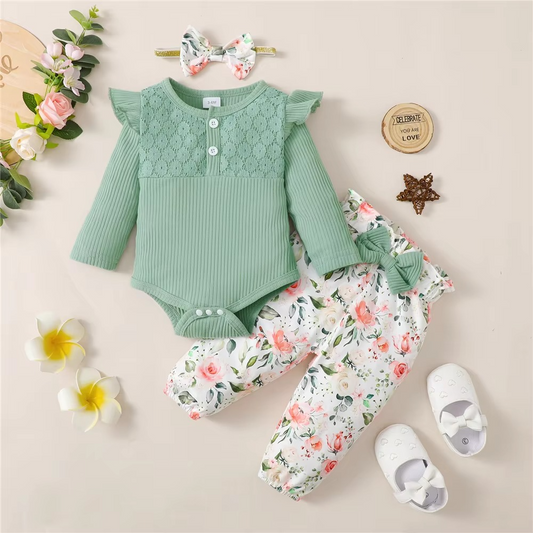 Cute Baby Girls 3pc Spring Outfit Set - Hehif