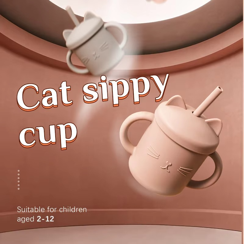 Cute Baby Silicone Sippy Cup with Easy Grip Handles