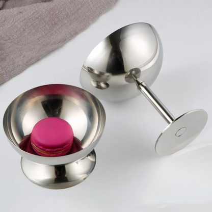 Silver Metal Dessert Bowl 7oz for Ice Cream and Snacks